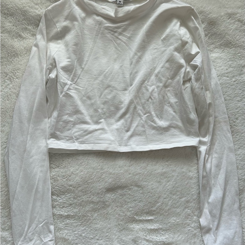 White Long Sleeve Crop Top